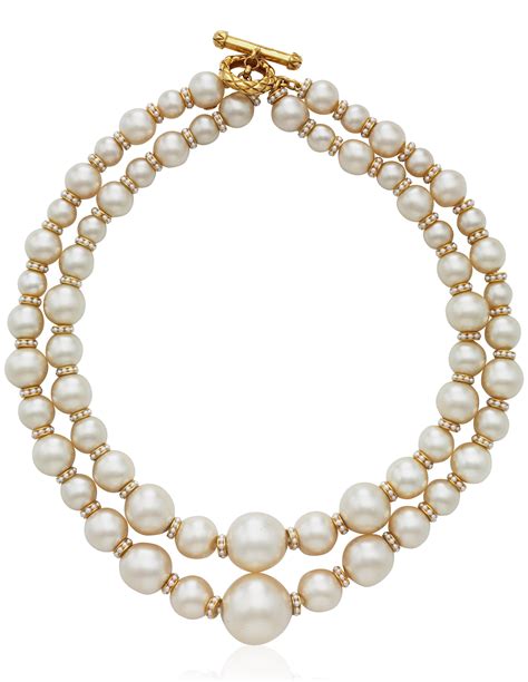 fake chanel double c necklace|chanel pearl long strand necklaces.